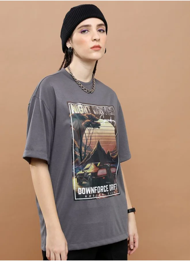 HIGHLANDER Graphic Print Drop Shoulder Oversized T-Shirt by Styli