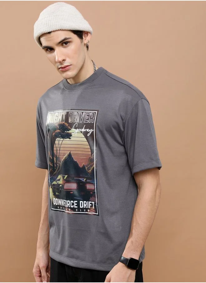 HIGHLANDER Graphic Print Drop Shoulder Oversized T-Shirt by Styli
