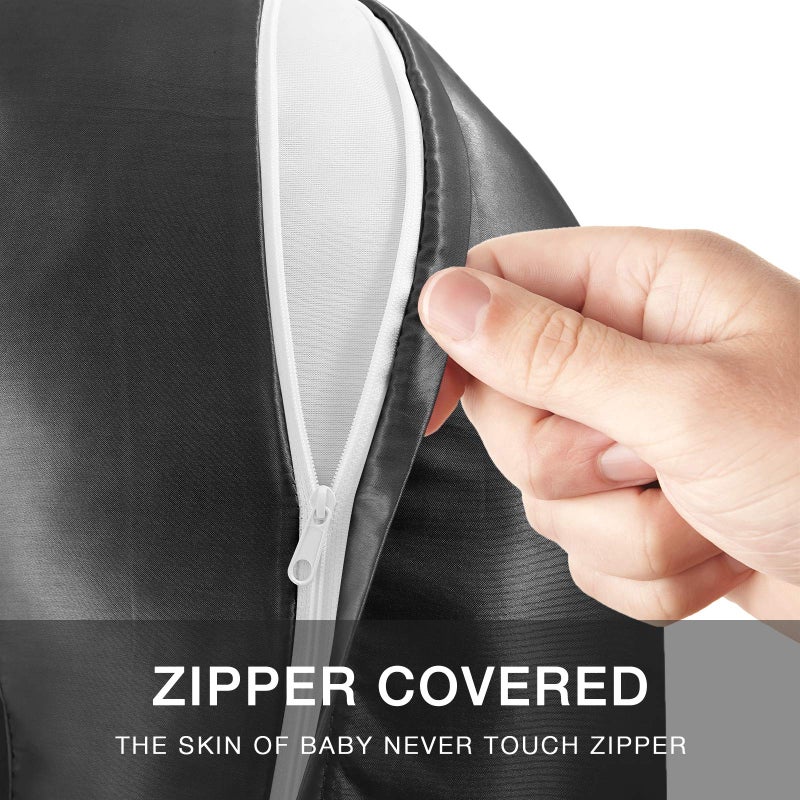 Pro Goleem Satin Nursing Pillow Cover Silk Feeling Soft Feeding Pillow Slipcover for Breastfeeding Moms Fits Standard Infant Nursing Pillow or Positioner Black - Image 5