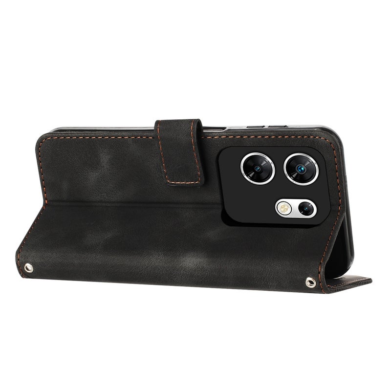 BURAQ Case Cover For Infinix Zero 30 4G Dream Triangle Leather Phone Case with Lanyard(Black) - Image 4