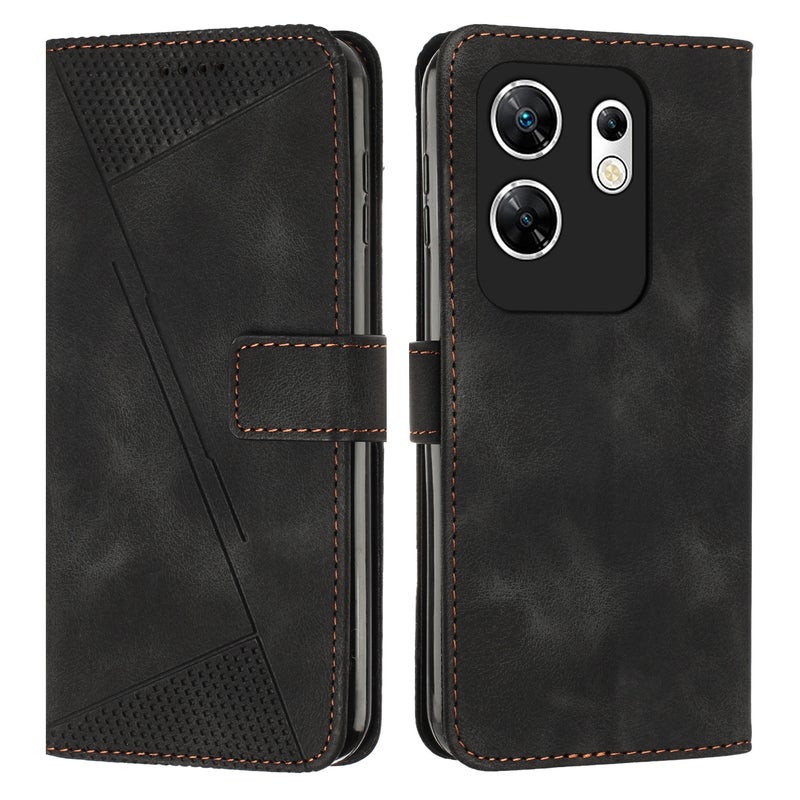 BURAQ Case Cover For Infinix Zero 30 4G Dream Triangle Leather Phone Case with Lanyard(Black) - Image 1