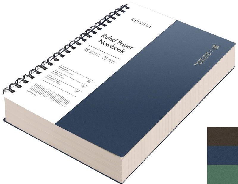 EMSHOI A4 Spiral Notebook College Ruled Lined Journal, 11.2" X 8.27", 300 Pages/150 Sheets, 100gsm Thick Paper, Waterproof Softcover, Twin-Wire Binding, for School Work Business Writing-Blue - Image 1