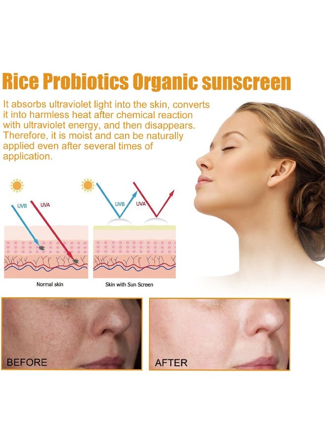 Jaysuing Rice & Probiotics Sunscreen SPF 50+ pa++++,Moisturizing Sunscreen Protect skin, Prevent UV Damage,Rice Probiotics Nourish & Whitening Skin 40g - Image 3