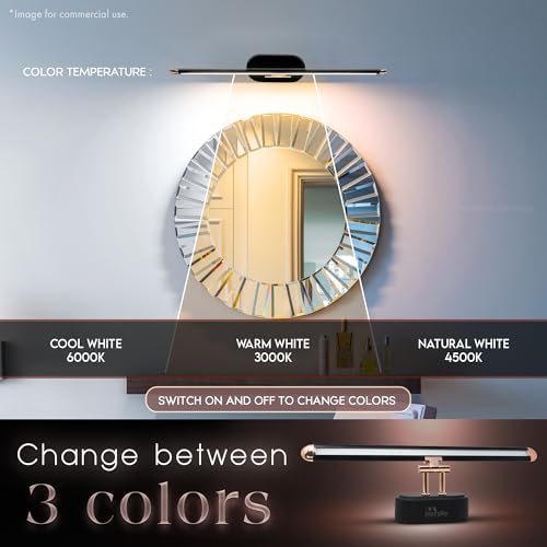 Murphy 6W 3-in-1 Color Chnaging Black Rose Gold Finish LED Mirror Picture Wall Light,Bathroom Vanity Led Mirror Light with 2 Year Warranty (Cool White/Warm White/Natural White)-Pack of 3 - Image 4