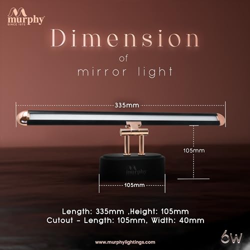 Murphy 6W 3-in-1 Color Chnaging Black Rose Gold Finish LED Mirror Picture Wall Light,Bathroom Vanity Led Mirror Light with 2 Year Warranty (Cool White/Warm White/Natural White)-Pack of 3 - Image 5