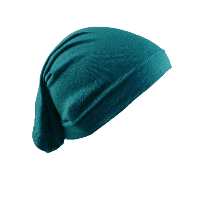Modal Solid Color Malaysia Beanie Womens Cotton Neck Scarf Cap 28# deep ha green 