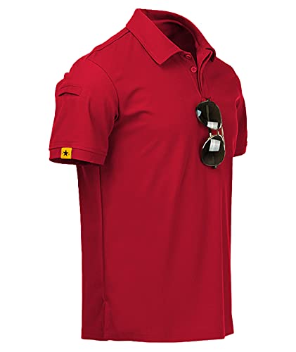 ZITY Mens Polo Shirt Short Sleeve Sports Tactical T-Shirt Athletic Golf Polos Daily Casual Stylish Collared Shirts for Men Red X-Large - Image 5