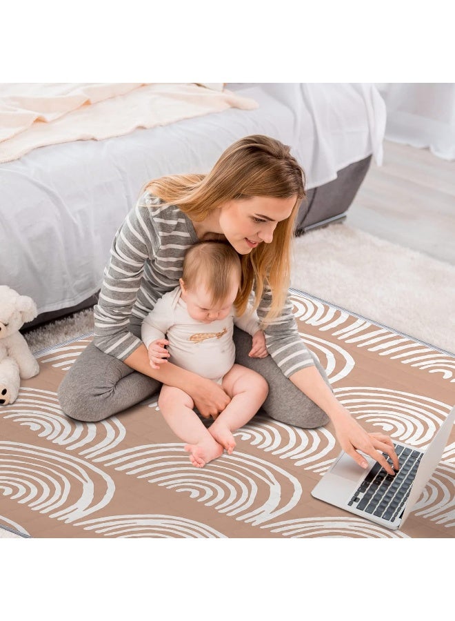 Funtery 43 x 43 Inch Boho Baby Play Mat Portable Crawling Washable Foldable Tummy Time Non Slip Baby Floor Large Playpen Mat for Infants Toddlers Floor Playpen Activity(Fresh Rainbow) - Image 2