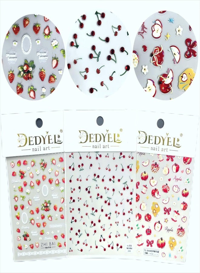 Dedyel Food Nail Art Stickers 3D Cake Dessert Donut Ice Cream Cookies Fruit Bread Self-Adhesive Nail Stickers for Women Girls Kids - Image 1