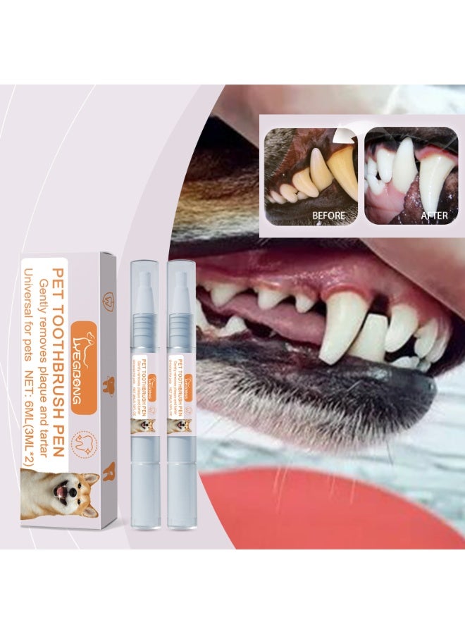 YEGBONG Pet Toothbrush Pen for Dogs and Cats, Cleans Tartar and Plaque, Removes Bad Breath and Odors, 3ml*2pcs - Image 1