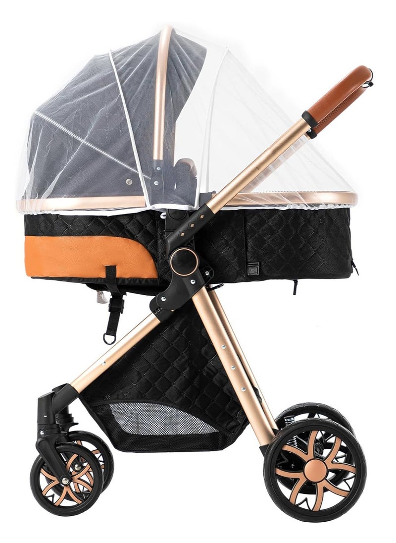 Gonice 3 in 1 Travel System Stroller with Reversible Carrycot Baby Stroller Standard Stroller for Children Portable Luxury Folding Stroller Baby Stroller 3 Pieces High Landscape  - Image 5