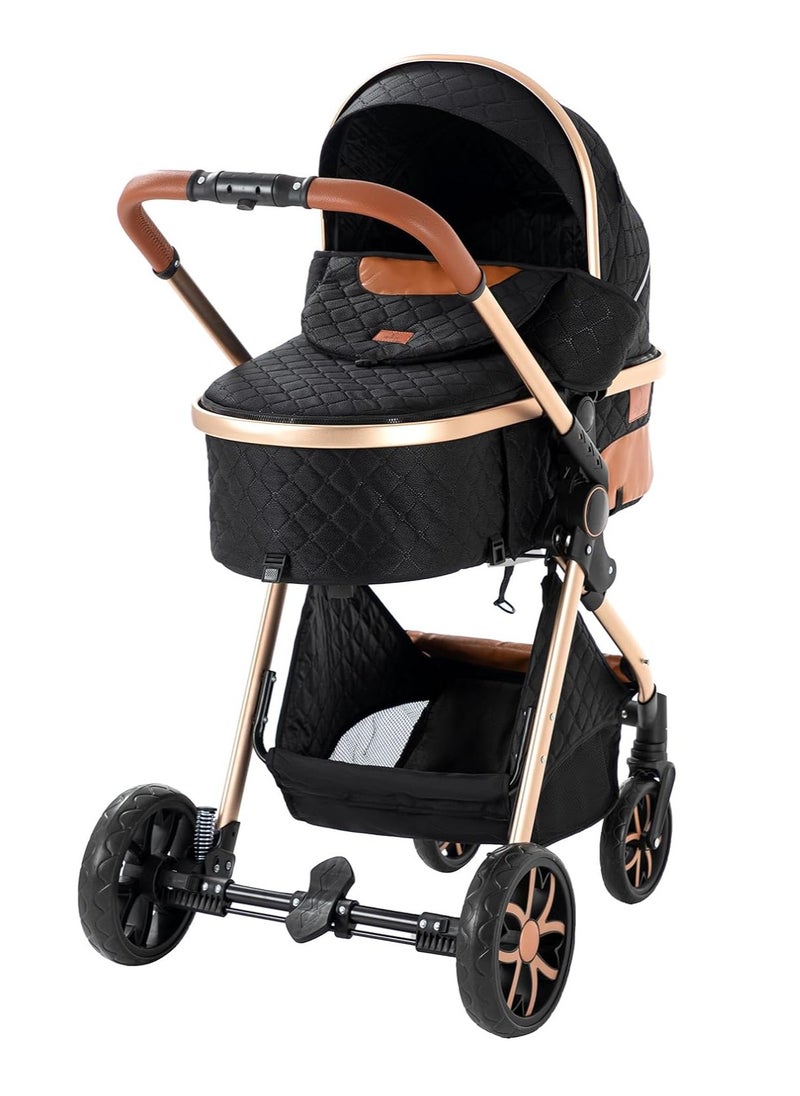 Gonice 3 in 1 Travel System Stroller with Reversible Carrycot Baby Stroller Standard Stroller for Children Portable Luxury Folding Stroller Baby Stroller 3 Pieces High Landscape  - Image 4