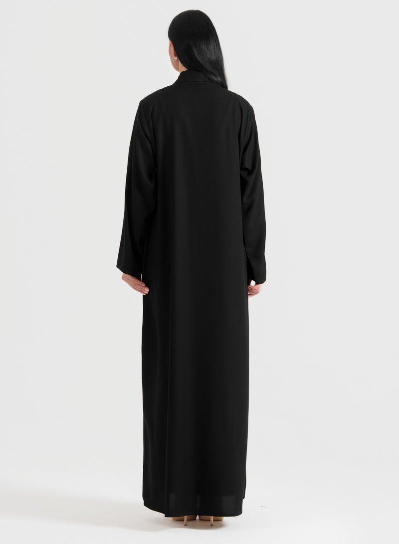 Rosette Abaya Embellished Abaya With Pocket Embroidery - Image 4