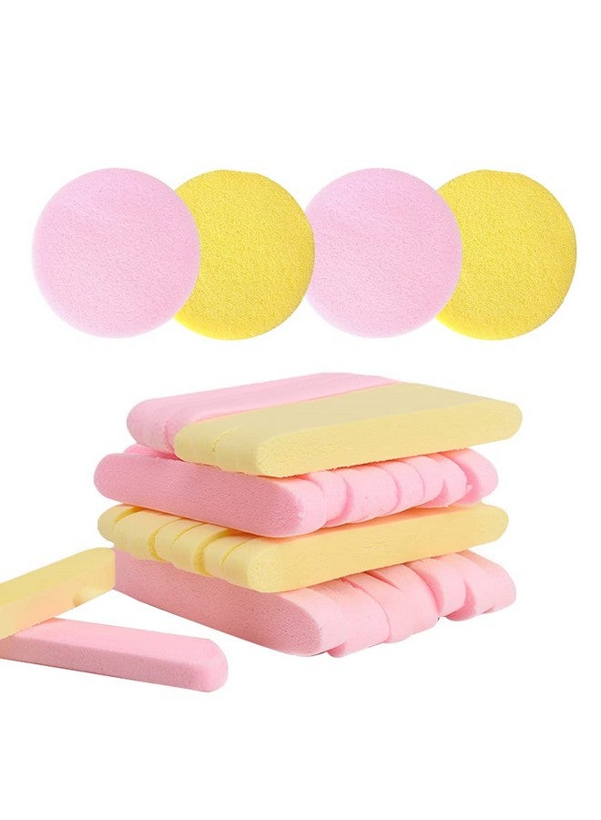 Tegelrying Facial Sponge Compressed,60 Pieces Professional Makeup Removal Round Face Wash Sponges PVA Spa Pads Exfoliating Cleansing for Women,Yellow,Pink - Image 1