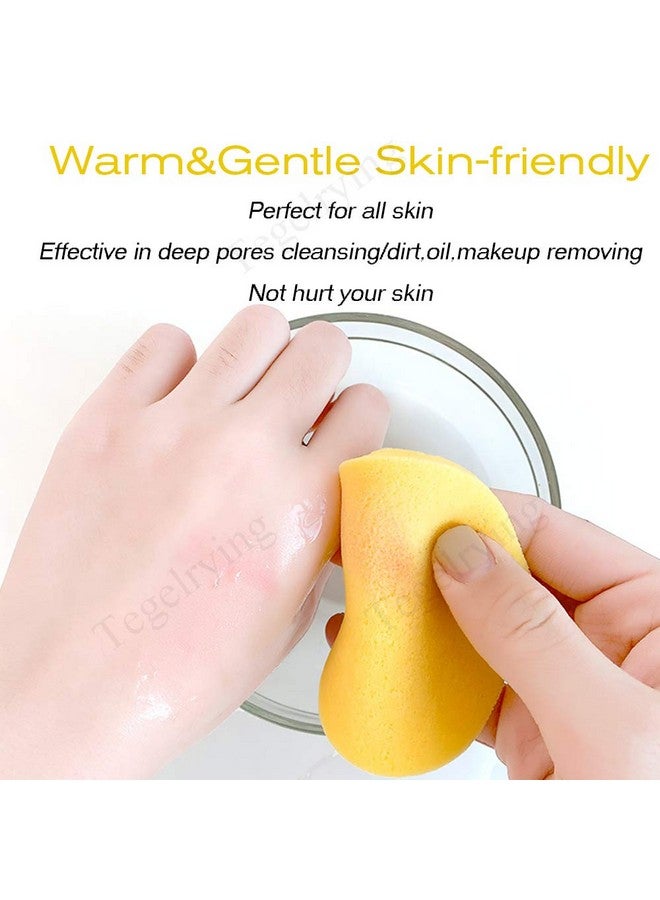 Tegelrying Facial Sponge Compressed,60 Pieces Professional Makeup Removal Round Face Wash Sponges PVA Spa Pads Exfoliating Cleansing for Women,Yellow,Pink - Image 5