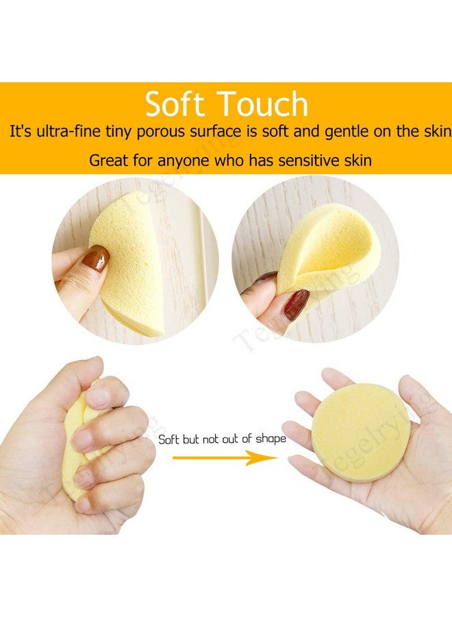 Tegelrying Facial Sponge Compressed,60 Pieces Professional Makeup Removal Round Face Wash Sponges PVA Spa Pads Exfoliating Cleansing for Women,Yellow,Pink - Image 3