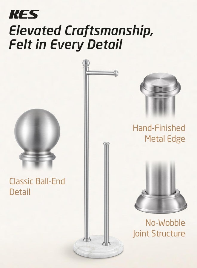 KES 29" H Anti-Wobble Toilet Paper Holder Stand with 3X Weighted Marble Base, 18/8 Stainless Steel Free Standing Toilet Paper Holder with Storage for 5 Rolls, Vintage Brushed Finished, BPH236-2 - Image 2