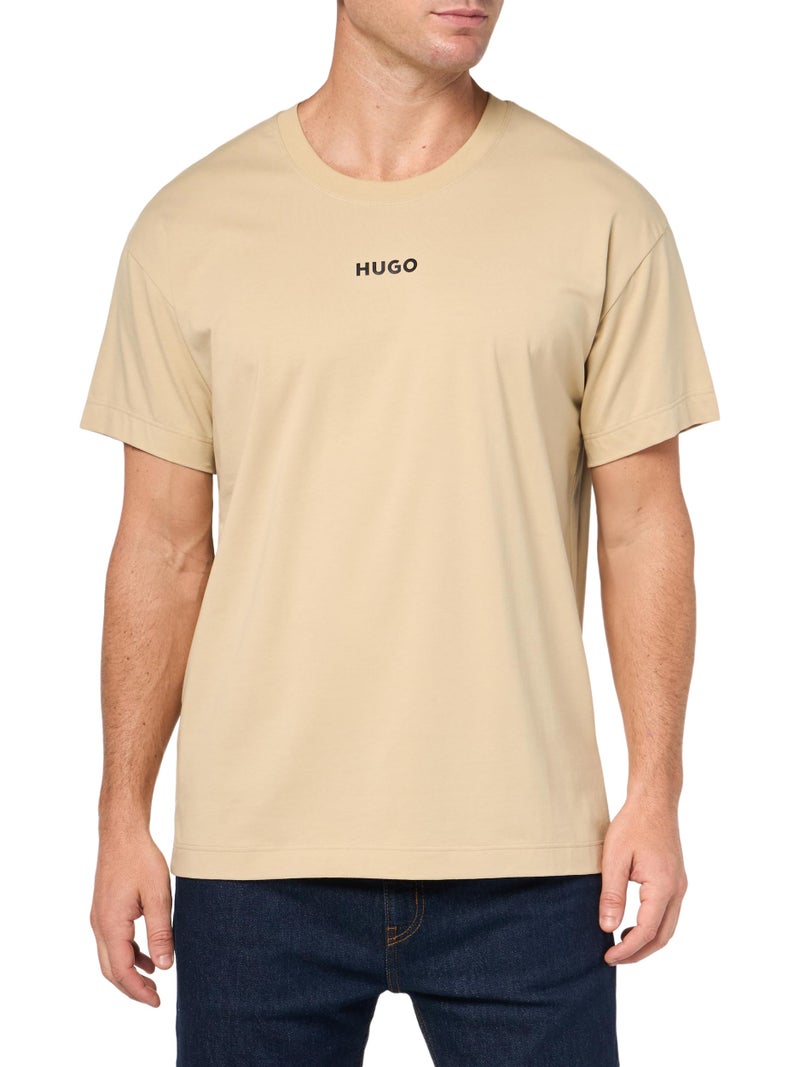 HUGO Center Logo Cotton Short Sleeve TShirt oat cream S