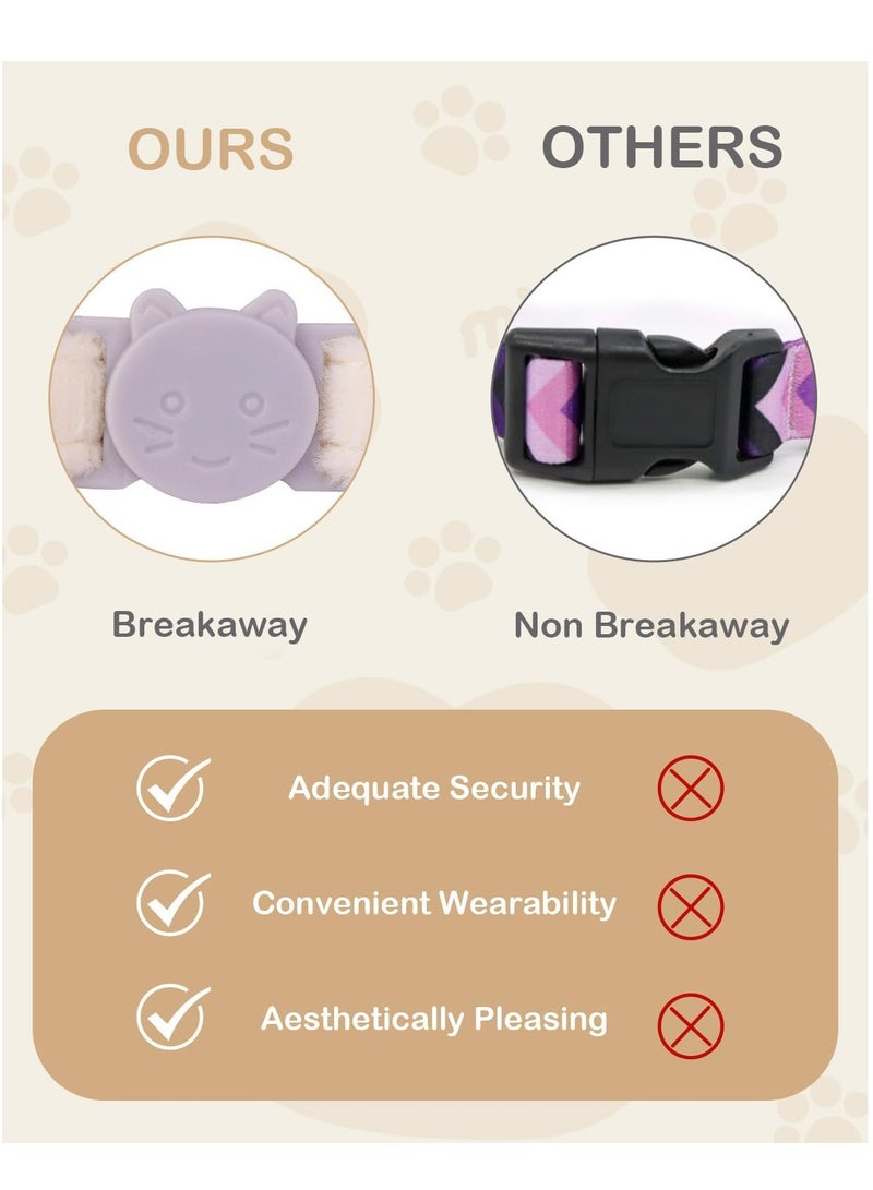 رات سو طوق قطتين مع زهرة، أطواق للقطط الإناث والذكور، طوق قابل للانفصال مع أجراس، قابل لتعديل الحجم من 11" إلى 14" (وردي وبيج) - Image 4