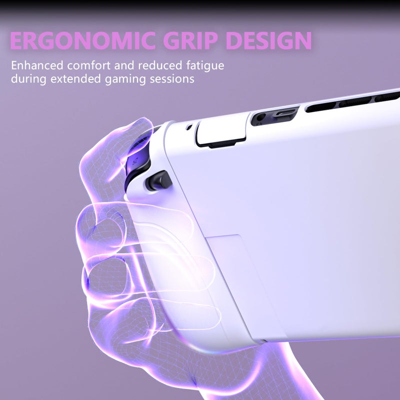 PlayVital Ranger Protective Case for Nintendo Switch 2 with Stand | Ergonomic Anti-Slip Silicone Grips, Dockable Hard Shell, 4 Thumbstick Caps | Quick-Release-Joycon Design Full-Body Cover, White - Image 2