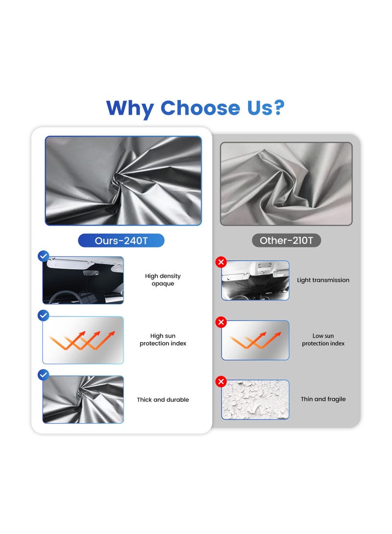 SOLARAE Windshield Sunshades for Tesla 3/Y- Folding Front&Side Mesh Window 240T Sun Shade UV Rays Protector Heat Block Visor Cover for Tesla Model 3 Model Y 2016-2023 Car Interior Accessories - Image 4