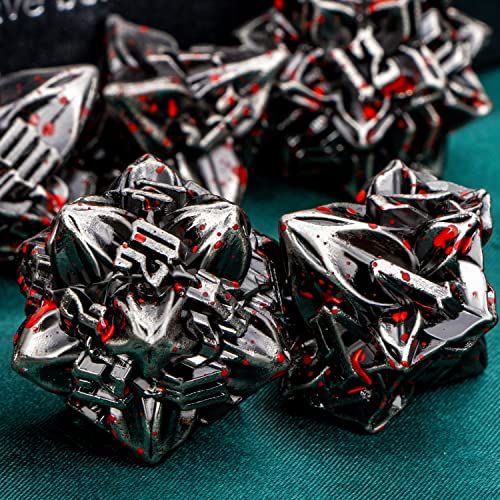ARUOHHA DND Metal Dice Set Blood Leaf Design Polyhedral Dice with Box 7PCS D and D Dice RPG Role Playing Games D20 D12 D10 D8 D6 D4 - Image 5