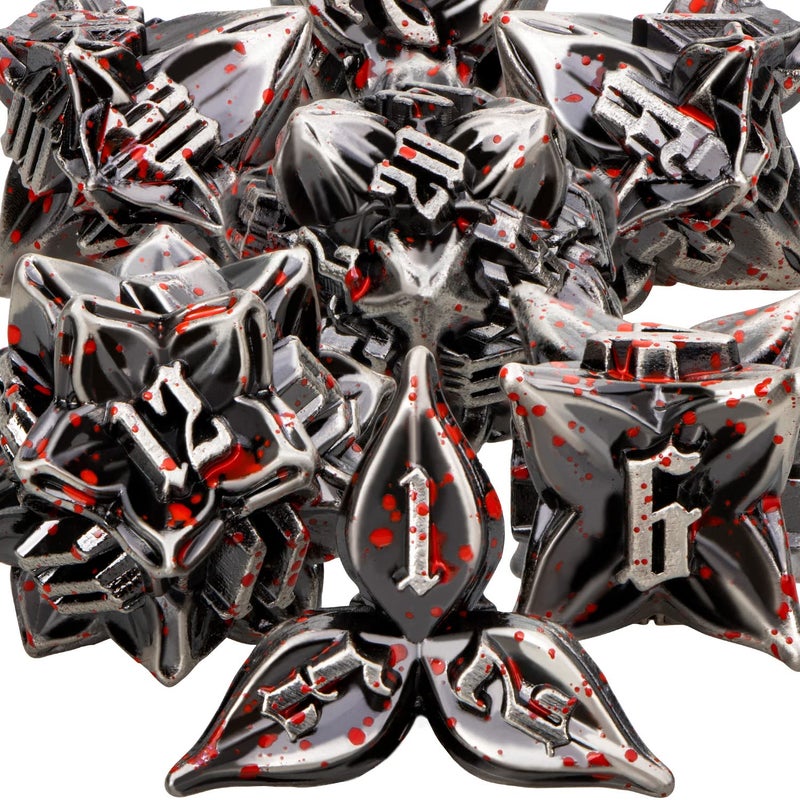 ARUOHHA DND Metal Dice Set Blood Leaf Design Polyhedral Dice with Box 7PCS D and D Dice RPG Role Playing Games D20 D12 D10 D8 D6 D4 - Image 3