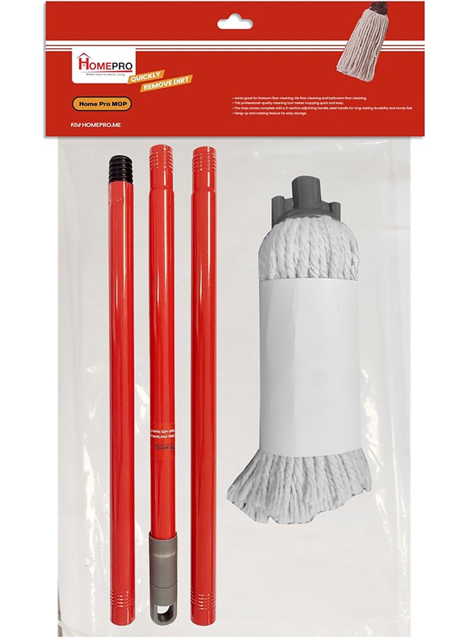 Home Pro Home Pro Cotton Mop with 3 Parts Adjustable Handle  - Image 2