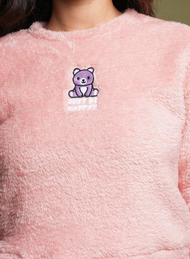 Tokyo Talkies Teddy Embroidered Round Neck Sweatshirt - Image 5