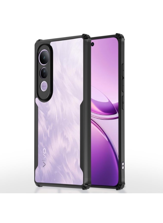 Vivo V50 Lite Clear Case Hard PC Back Cover with Shockproof TPU Black Border 360 Degree Impact Resistant non-Yellowing Transparent Cover For Vivo V50 Lite - Image 1