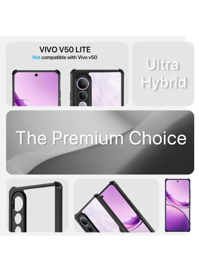 Vivo V50 Lite Clear Case Hard PC Back Cover with Shockproof TPU Black Border 360 Degree Impact Resistant non-Yellowing Transparent Cover For Vivo V50 Lite - Image 5