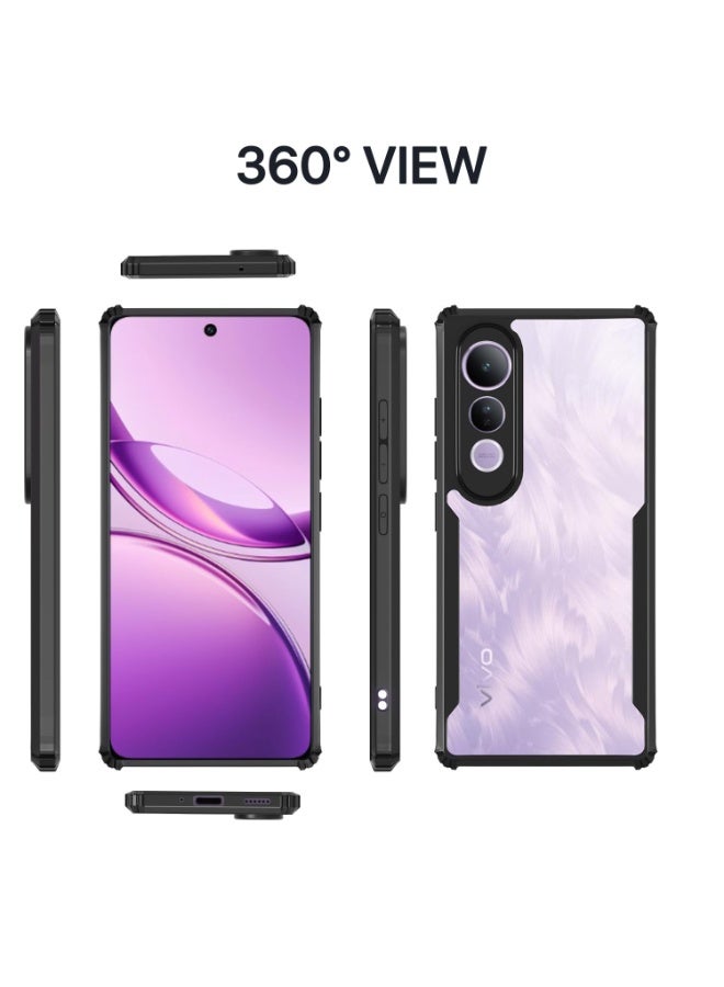 Vivo V50 Lite Clear Case Hard PC Back Cover with Shockproof TPU Black Border 360 Degree Impact Resistant non-Yellowing Transparent Cover For Vivo V50 Lite - Image 4