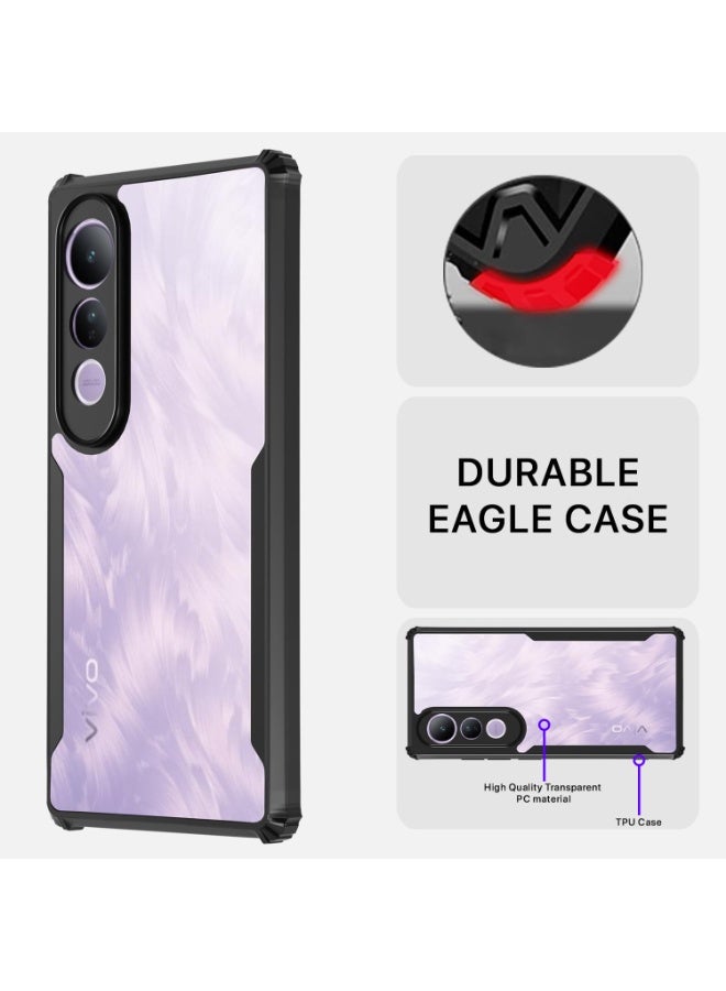 Vivo V50 Lite Clear Case Hard PC Back Cover with Shockproof TPU Black Border 360 Degree Impact Resistant non-Yellowing Transparent Cover For Vivo V50 Lite - Image 3