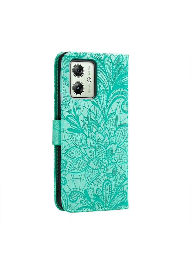 S-TOP Case For Motorola Moto G54 Lace Flower Embossing Flip Leather Phone Case - Image 4
