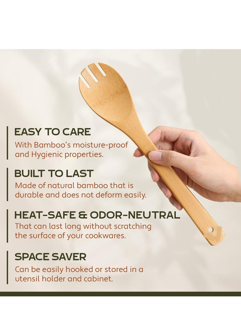 فلوشرينيك ملاعق خشبية للطهي، طقم أدوات مطبخ خشبية مكون من 6 قطع، ملاعق خشبية للطبخ، مجموعة أدوات طبخ خشبية وملاعق خشبية من مادة الخيزران الطبيعية وأواني طبخ خشبية، ملاعق خشبية وملاعق خشبية - Image 4