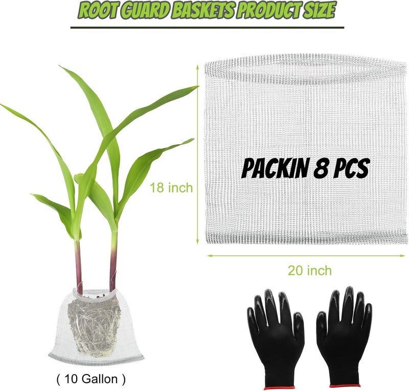 Froidesente 8 Pcs Root Guard Gopher Proof Stainless Wire Steel Baskets, 10 Gallon Gophers Moles Voles Mesh Baskets Protect Plant Roots Tubers Trees Flowers Crops (8 Pcs 10 Gallon) - Image 2
