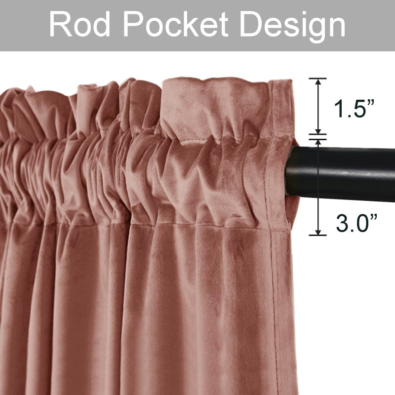 JIUZHEN Wild Rose Velvet Curtains 2 Panels Set, Soft Block Light Thermal Insulated Noise Reducing Rod Pocket Curtains for Living Room and Bedroom, 52W x 96L, 2 Panels with Tiebacks - Image 4