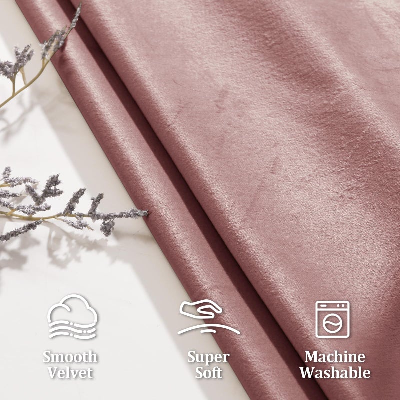 JIUZHEN Wild Rose Velvet Curtains 2 Panels Set, Soft Block Light Thermal Insulated Noise Reducing Rod Pocket Curtains for Living Room and Bedroom, 52W x 96L, 2 Panels with Tiebacks - Image 2