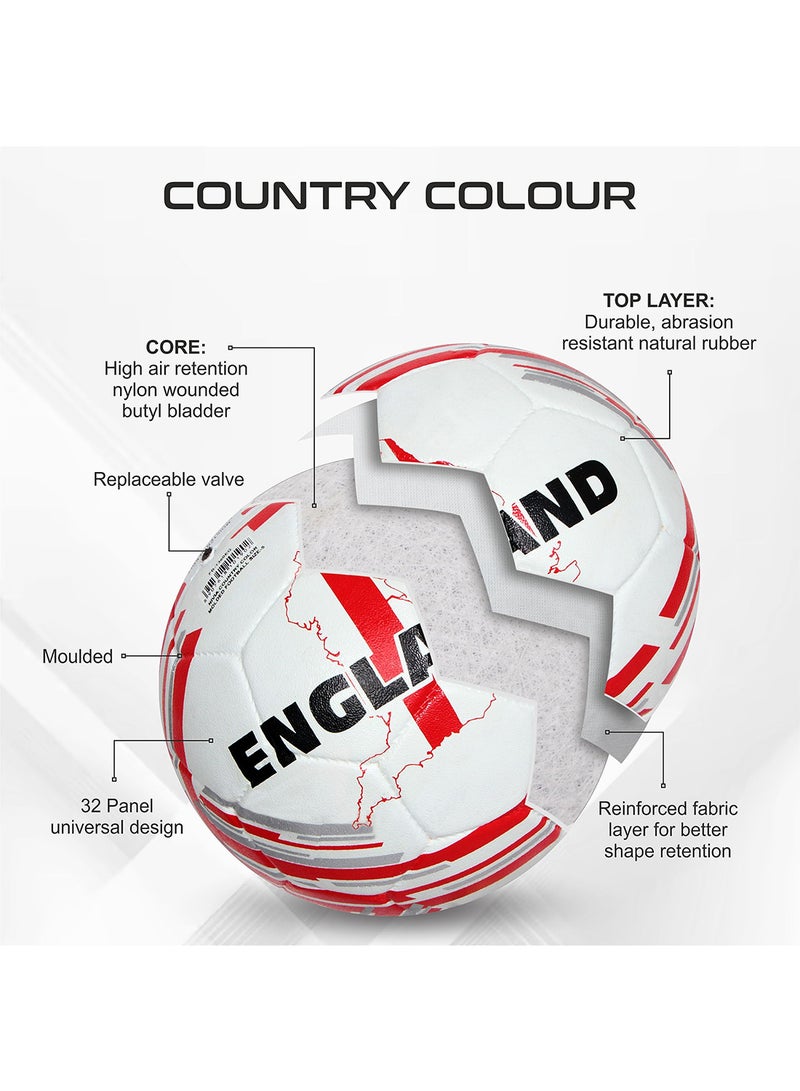 Nivia Country Colour England Football | Size 5 | Machine Stitched | Rubberized Moulded | 12 Panel | Waterproof | Soccer Ball - Image 2