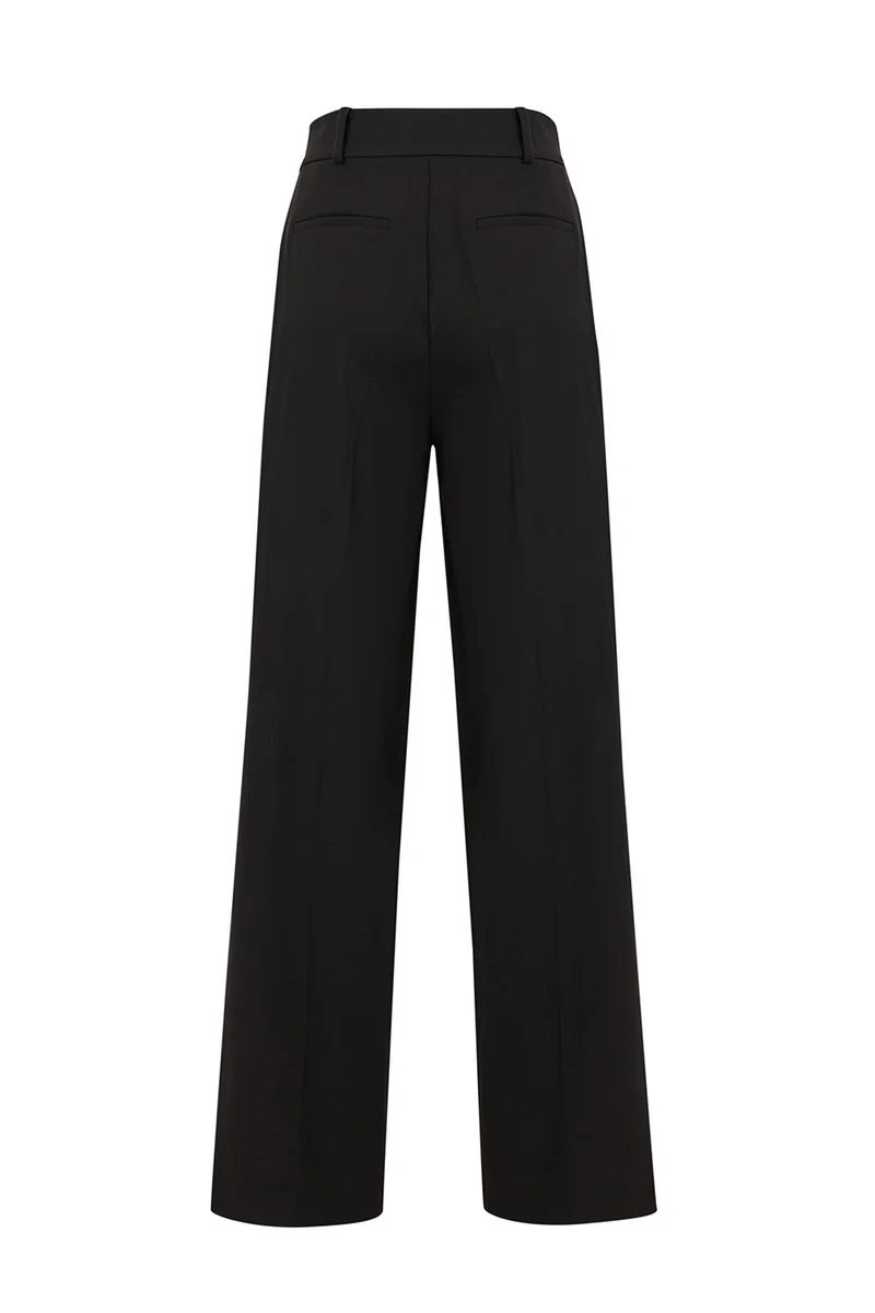 EXQUISE Straight Cut High Waist Regular Woven Trousers