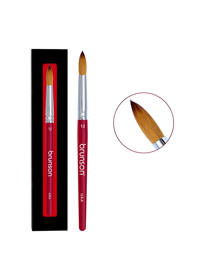 brunson فرشاة تمديد أظافر الأكريليك كولينسكي ونحت الأظافر ثلاثية الأبعاد #12 BABR12 - Image 1