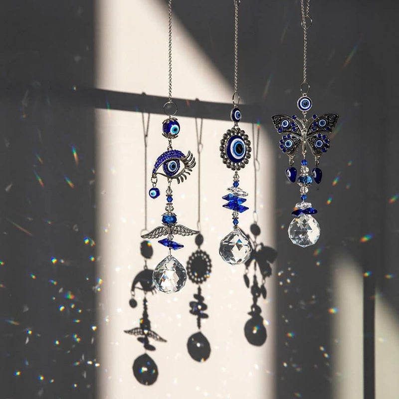 MENGSOOD Blue Evil Eye Car Hanging Ornament for Rear View Mirror Evil Eye Decor Protection and Good Luck Charm Window Hanging Sun Catcher Decor Car Amulet Ornament for Protection & Blessing (Blue Eye) - Image 4