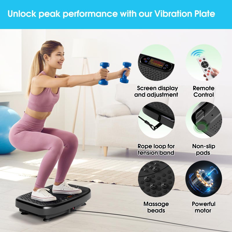 SoftGym Vibration Plate Exercise Machine for Lymphatic Drainage,Power Vibrate Stand Shake Board 450 Lbs Capacity Whole Body Workout Waver with Resistance Bands Weight Loss Gifts for Women Men-White - Image 3