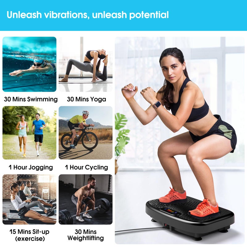 SoftGym Vibration Plate Exercise Machine for Lymphatic Drainage,Power Vibrate Stand Shake Board 450 Lbs Capacity Whole Body Workout Waver with Resistance Bands Weight Loss Gifts for Women Men-White - Image 4