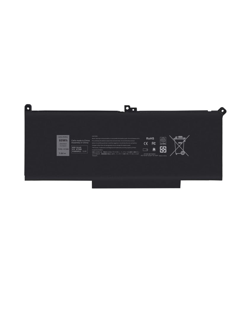 Terabyte - REPLACEMENT F3YGT Dell Latitude 12 7000 7280 7290 Latitude 13 7000 7380 7390 P29S002 Latitude 14 7000 7480 7490 P73G002 Serie DM3WC DM6WC 2X39G KG7VF 451-BBYE 453-BBCF - 7,6V/60WH - Image 1