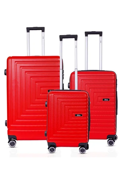 MNUK Pilgrimage Set of 3 Traveling Luggage | Hardside Soft Handle Trolley Bag with TSA Lock |Double 360° 4 Wheeler| Cabin-20 Inch, Medium- 24 Inch, Large-28 Inch| Red