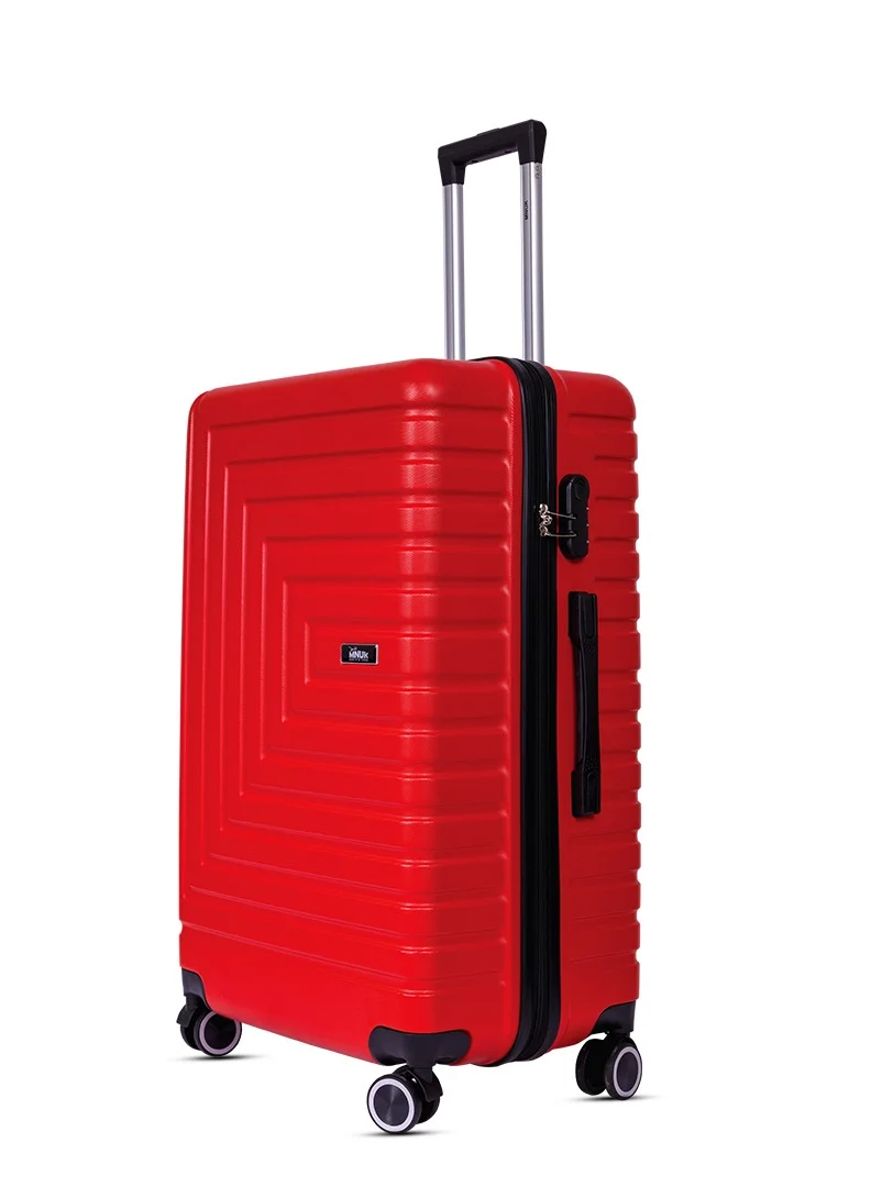 MNUK Pilgrimage Set of 3 Traveling Luggage | Hardside Soft Handle Trolley Bag with TSA Lock |Double 360° 4 Wheeler| Cabin-20 Inch, Medium- 24 Inch, Large-28 Inch| Red