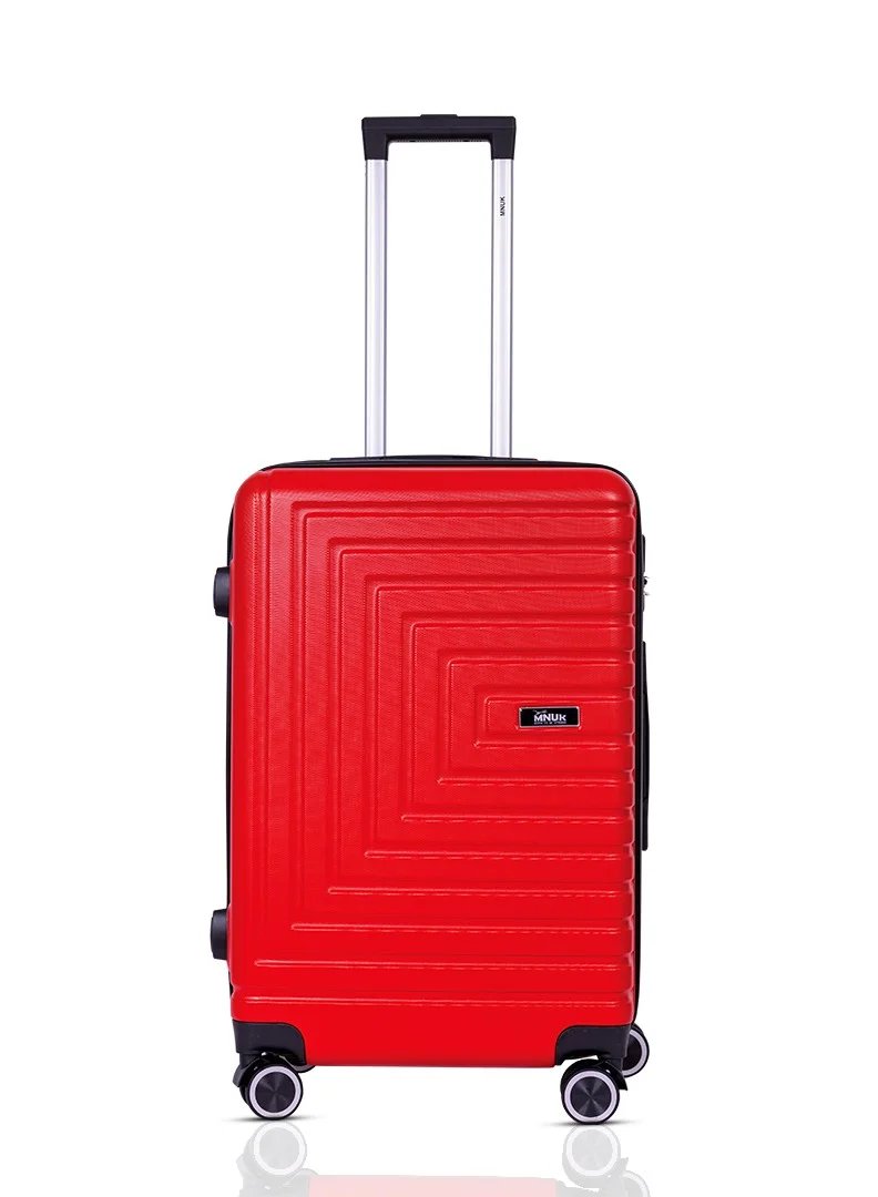 MNUK Pilgrimage Set of 3 Traveling Luggage | Hardside Soft Handle Trolley Bag with TSA Lock |Double 360° 4 Wheeler| Cabin-20 Inch, Medium- 24 Inch, Large-28 Inch| Red