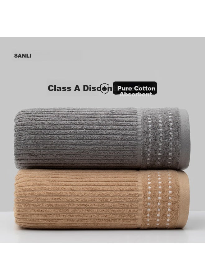 SANLI 100% Cotton Towel Set Of 2, Class A, Household Face Wash Towels, Soft Xinjiang Long-Staple Cotton Towels, Grey + Coffee - Image 1