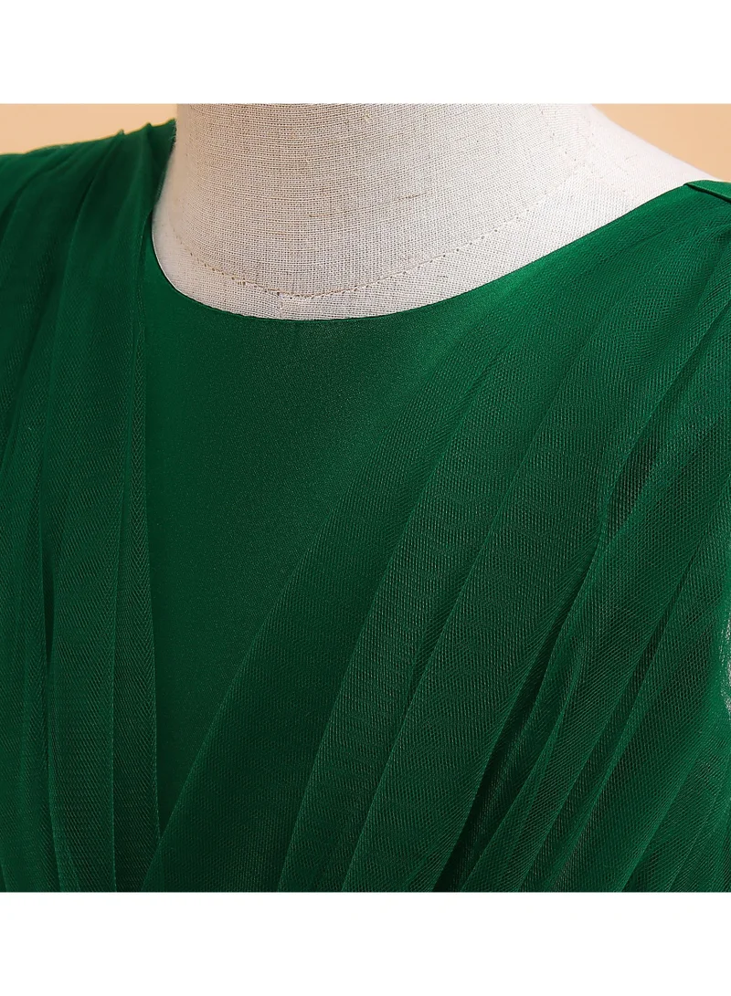 babyqlo Elegent green layered mesh long party dress for girls